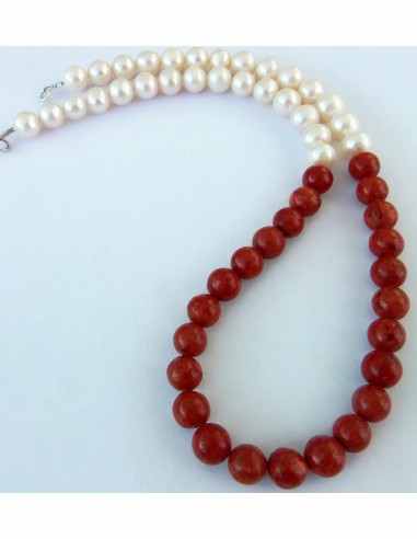 COLLIER CORAIL ROUGE perles 4 mm-REIKI 